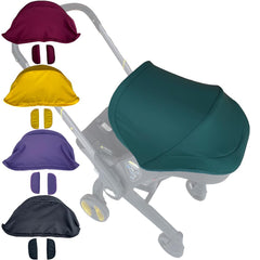 Feliliber canopy for Doona strollers shields sun during outings.