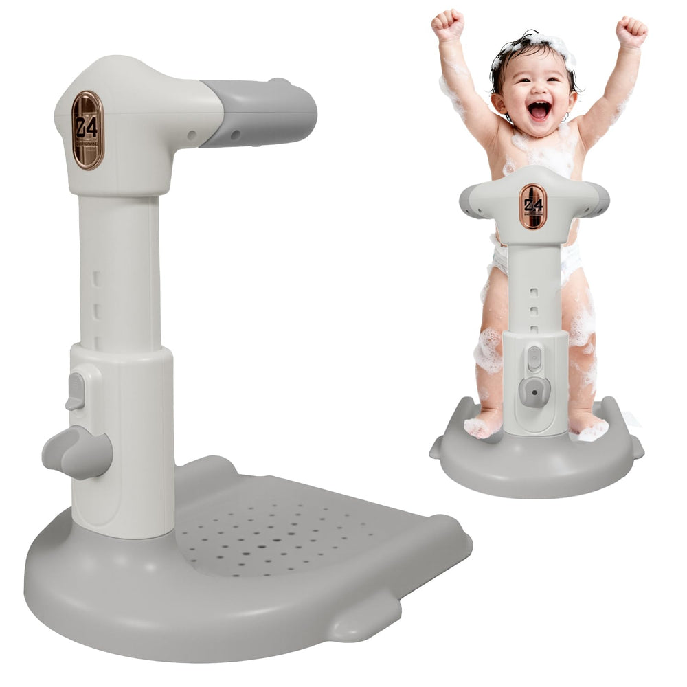 FELITH Baby Shower Stand with adjustable height supports growing infants during bath time.