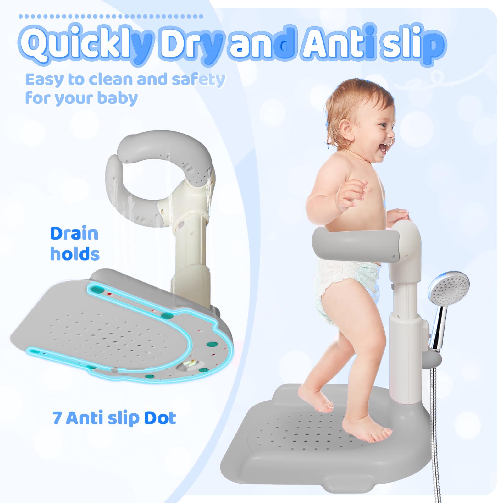 FELITH backrest supports comfortable posture during bath time.