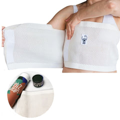 Feliz Wean chest binder cream, front view, showing stretchable fabric for comfort.