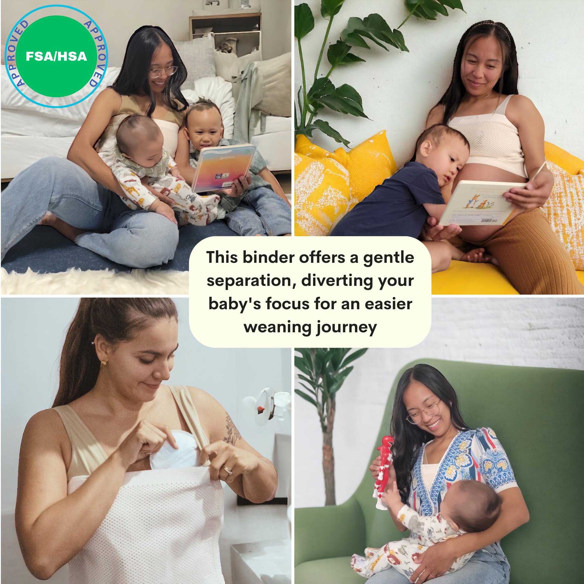 Feliz Wean chest binder cream, side wrap view, designed to conceal during weaning.