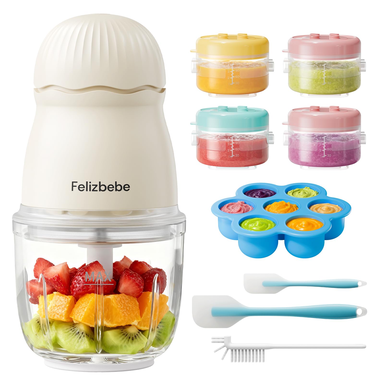 Felizbebe baby food maker front view, compact all in one device for quick meals
