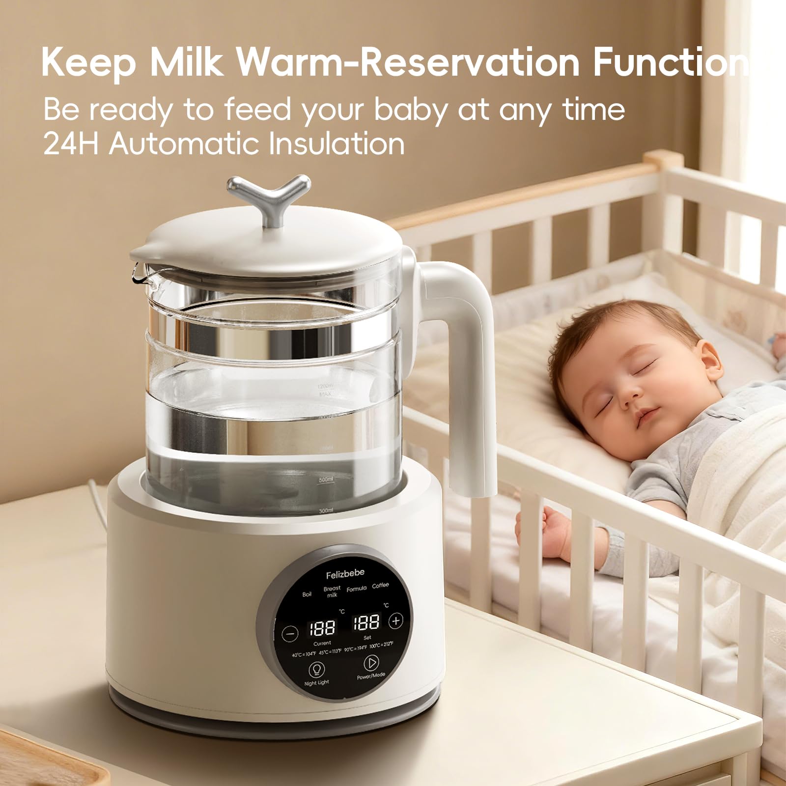 Felizbebe boiling function suitable for tea, coffee, and more
