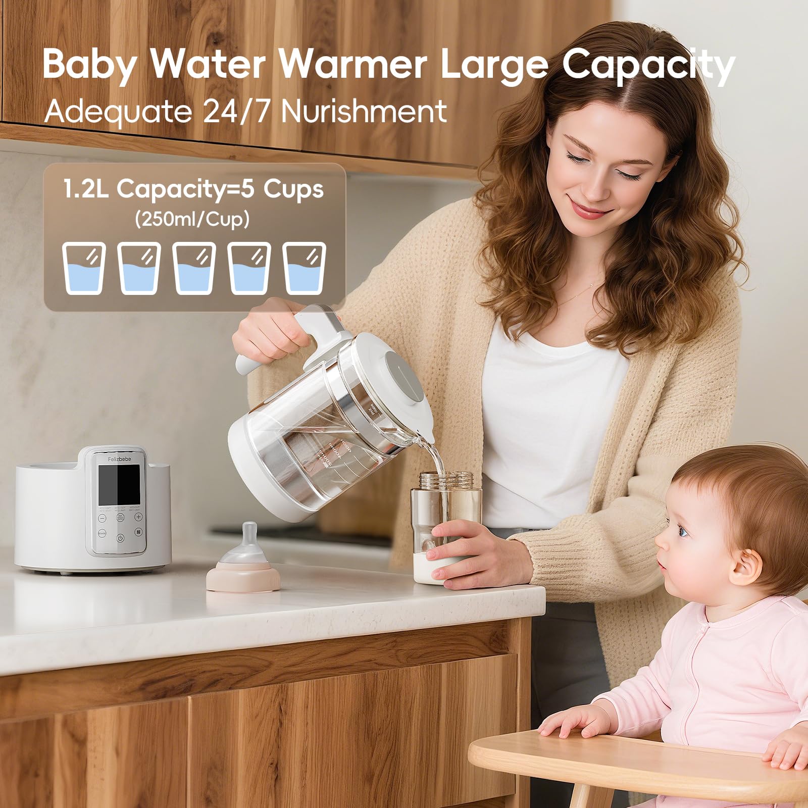 Felizbebe LED status indicator and all-day heat retention.