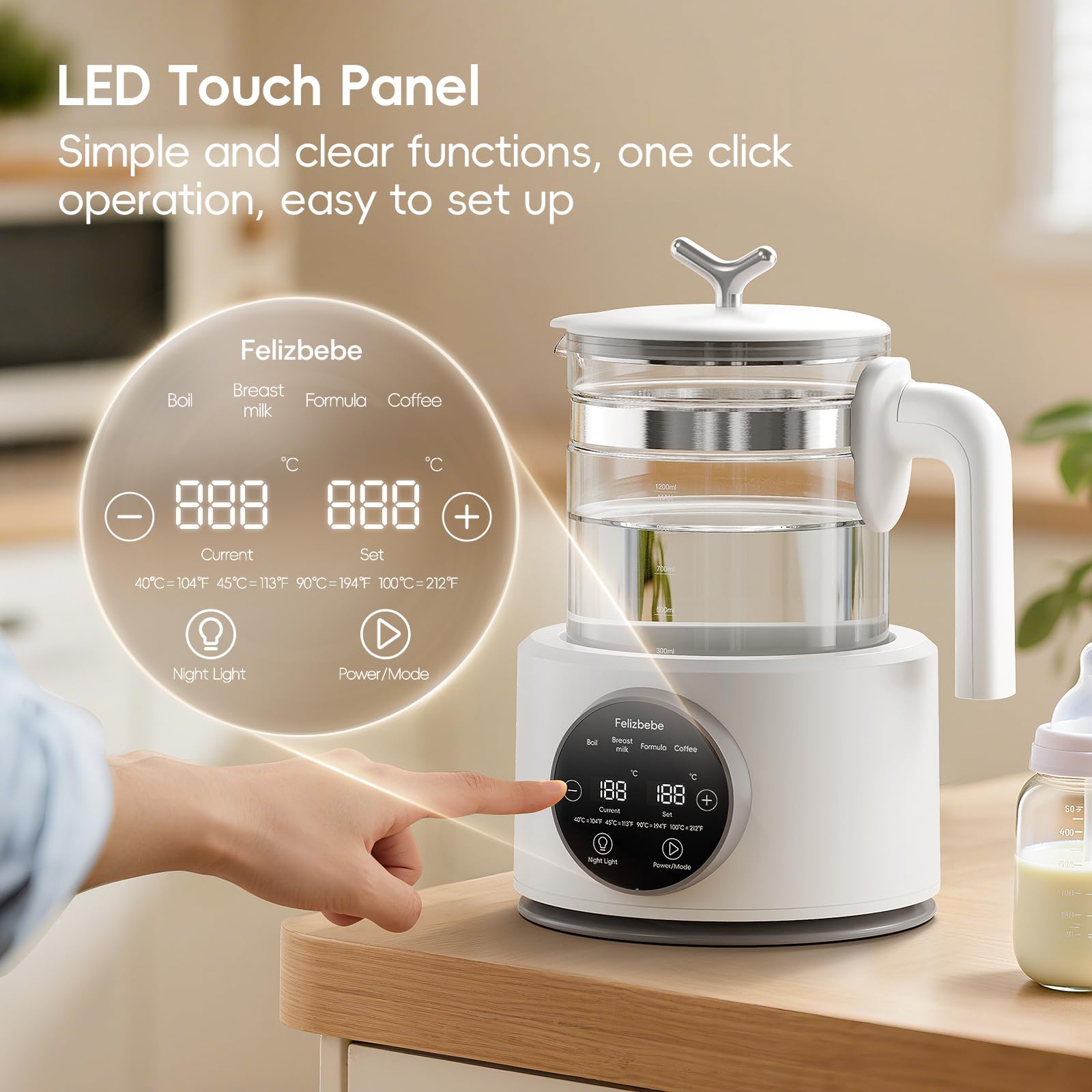 Felizbebe safety materials with borosilicate glass and stainless steel