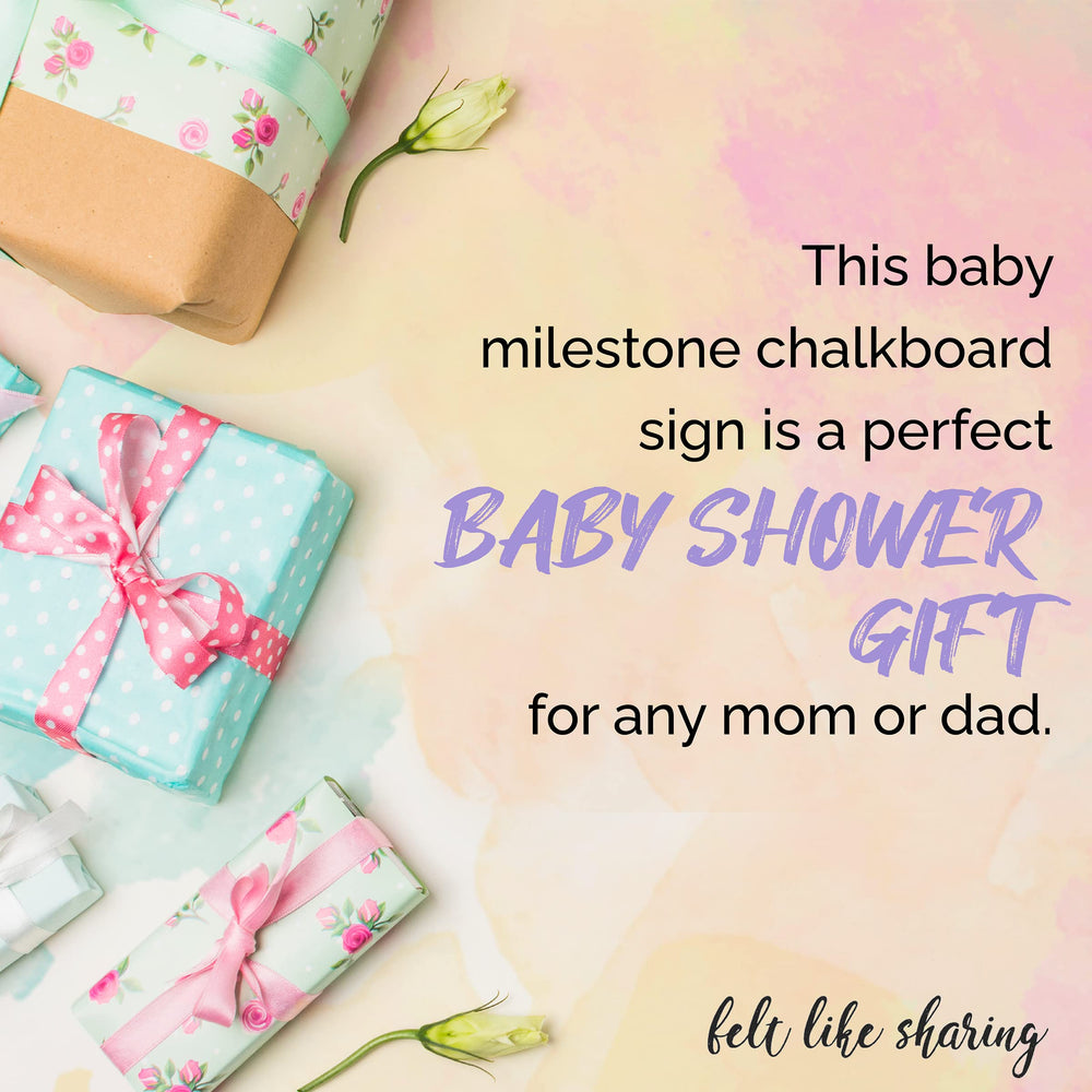Felt Like Sharing milestone sign on nursery wall, ideal for holiday memories.