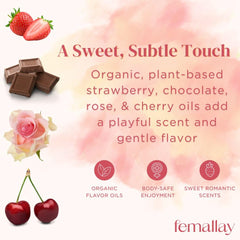 Femallay organic ingredients close-up highlights cocoa butter and nourishing oils.
