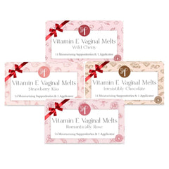 Femallay vaginal melts variety four-pack box for convenient daily moisture support.