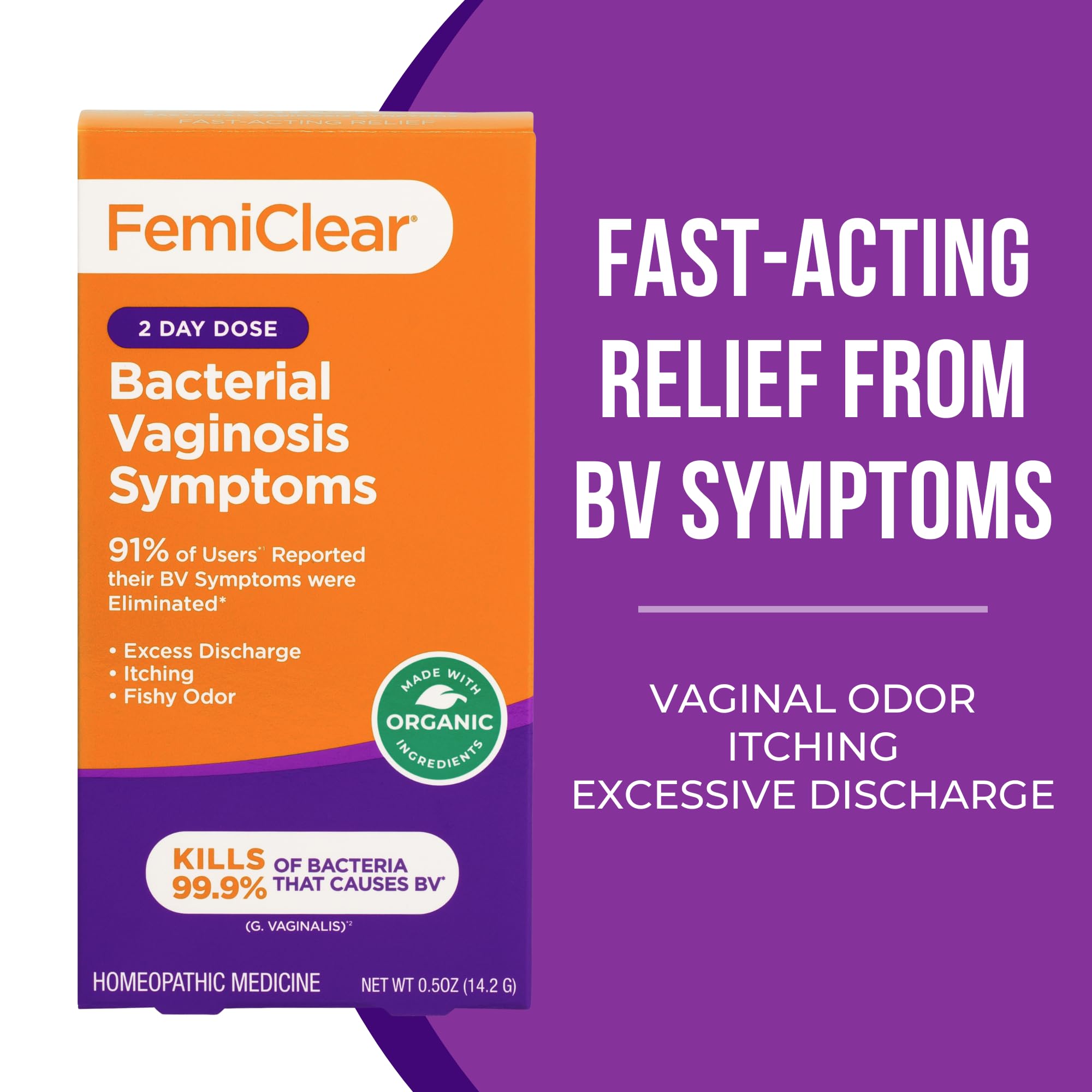 Two applicators included for precise nightly application of FemiClear BV.