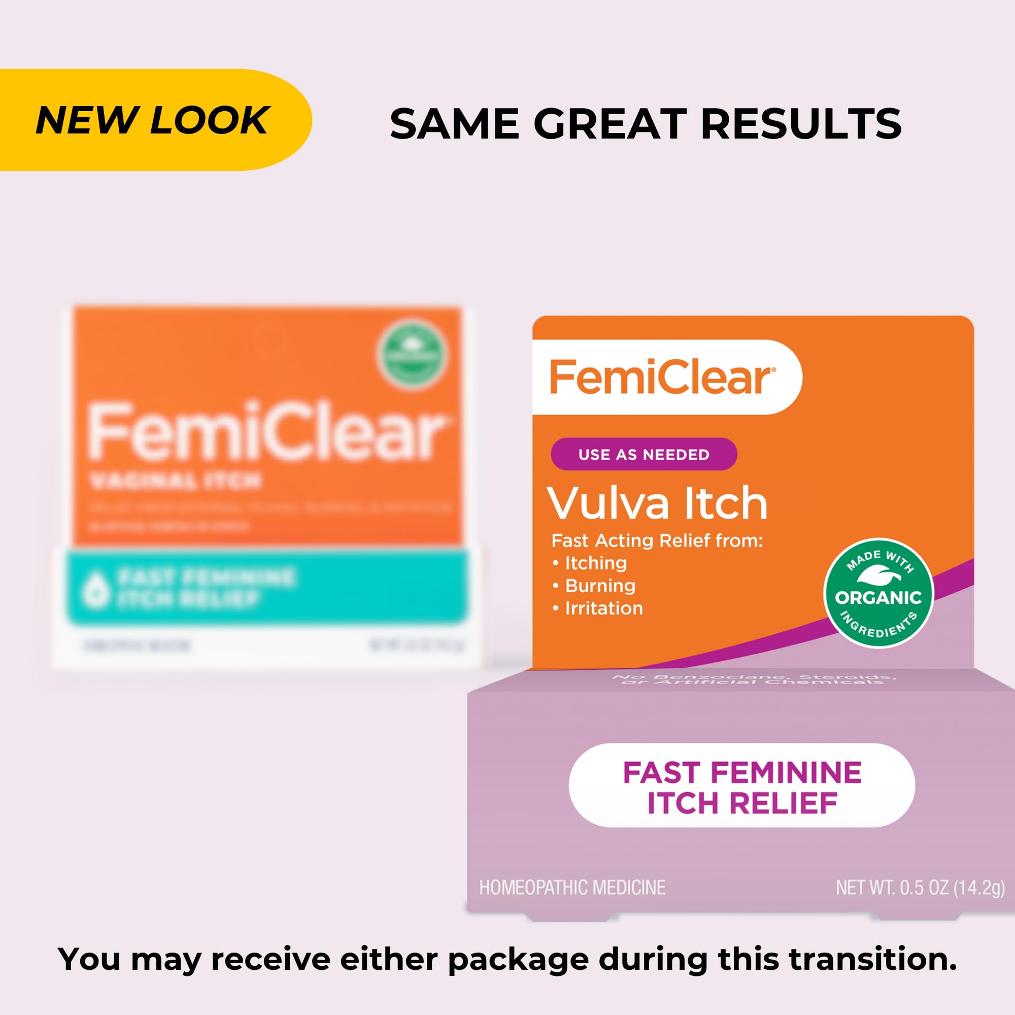 Compact packaging and tube design communicates trusted feminine care.