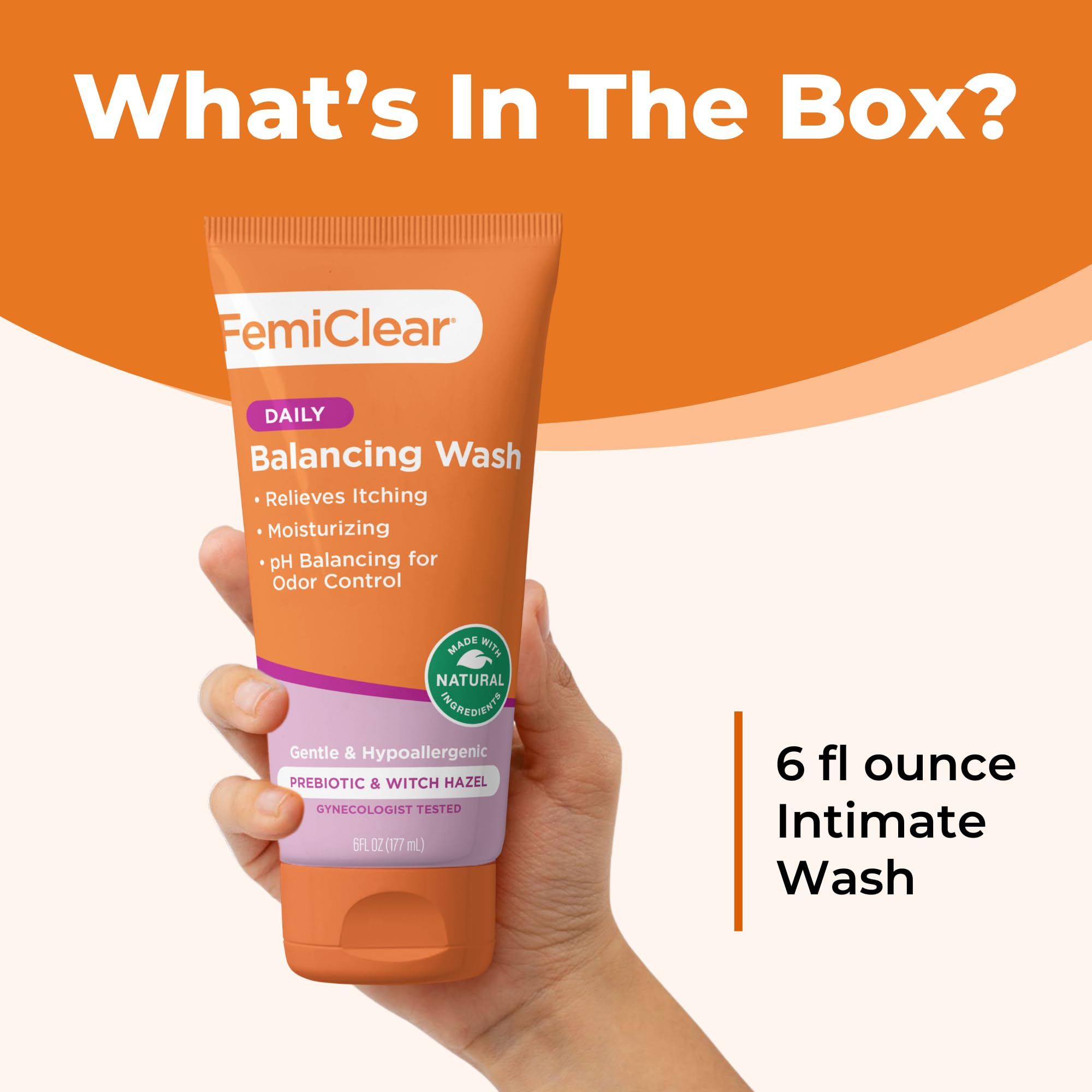 FemiClear close-up for sensitive skin demonstrates gentle cleansing for irritation-prone areas.