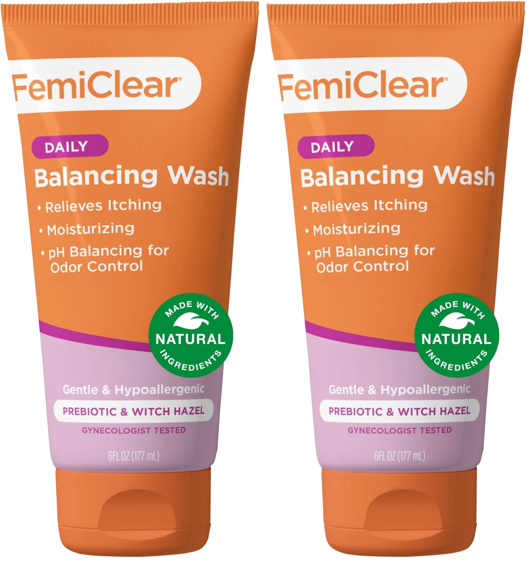 FemiClear Soothing Daily Wash bottle front view for gentle daily cleansing.