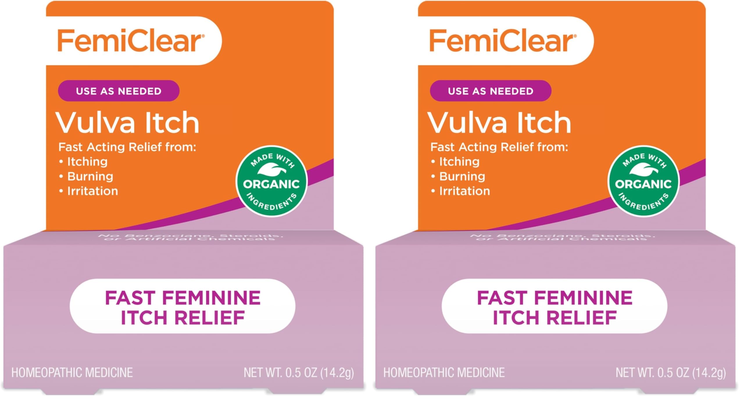 FemiClear Vaginal Ointment pack of two tubes for external use and comfort