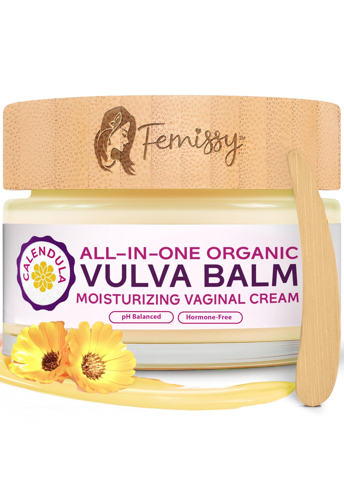 Femissy Vulva Balm Calendula Tube providing natural hydration for intimate skin.