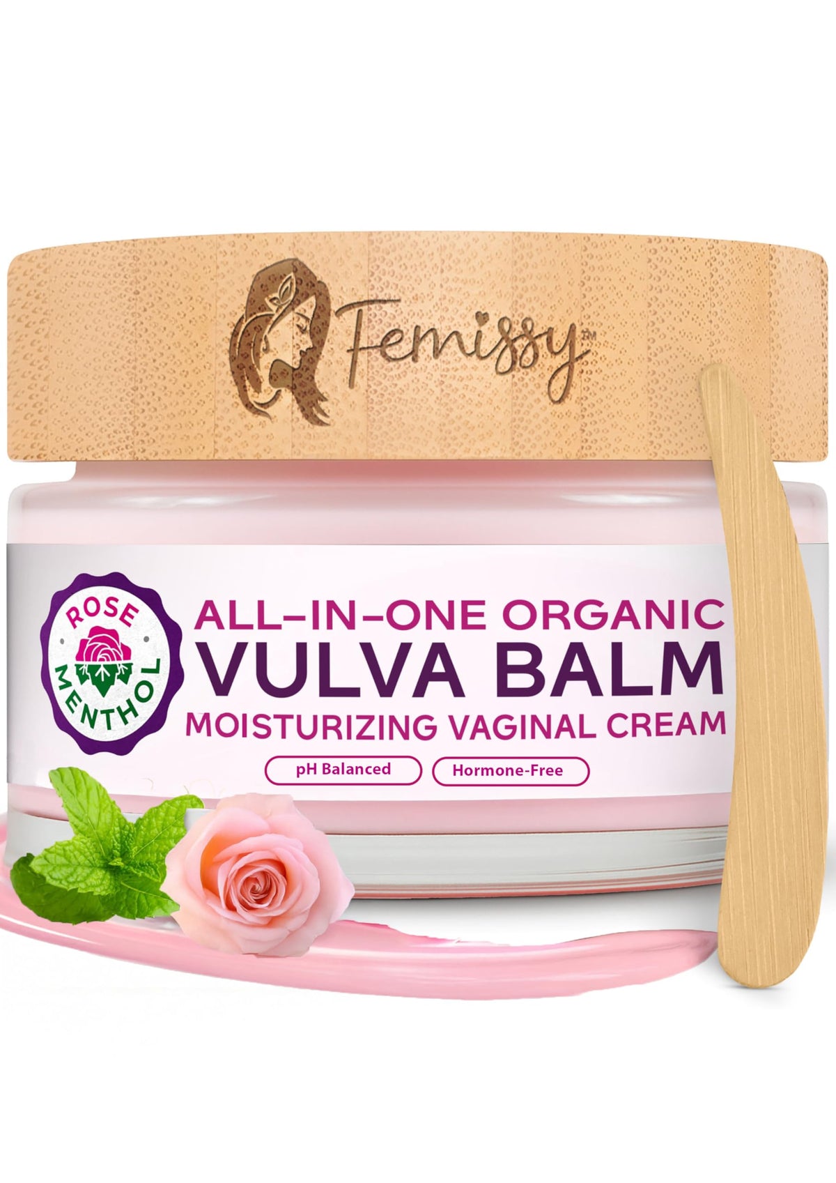 Femissy Vulva Balm Rose & Menthol tube for easy, non-greasy hydration