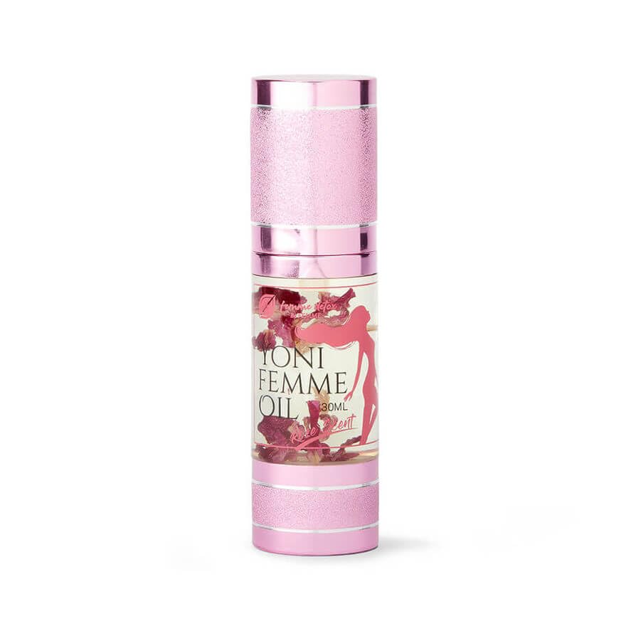 Femme Detox Yoni Oil bottle showing moisturizing blend