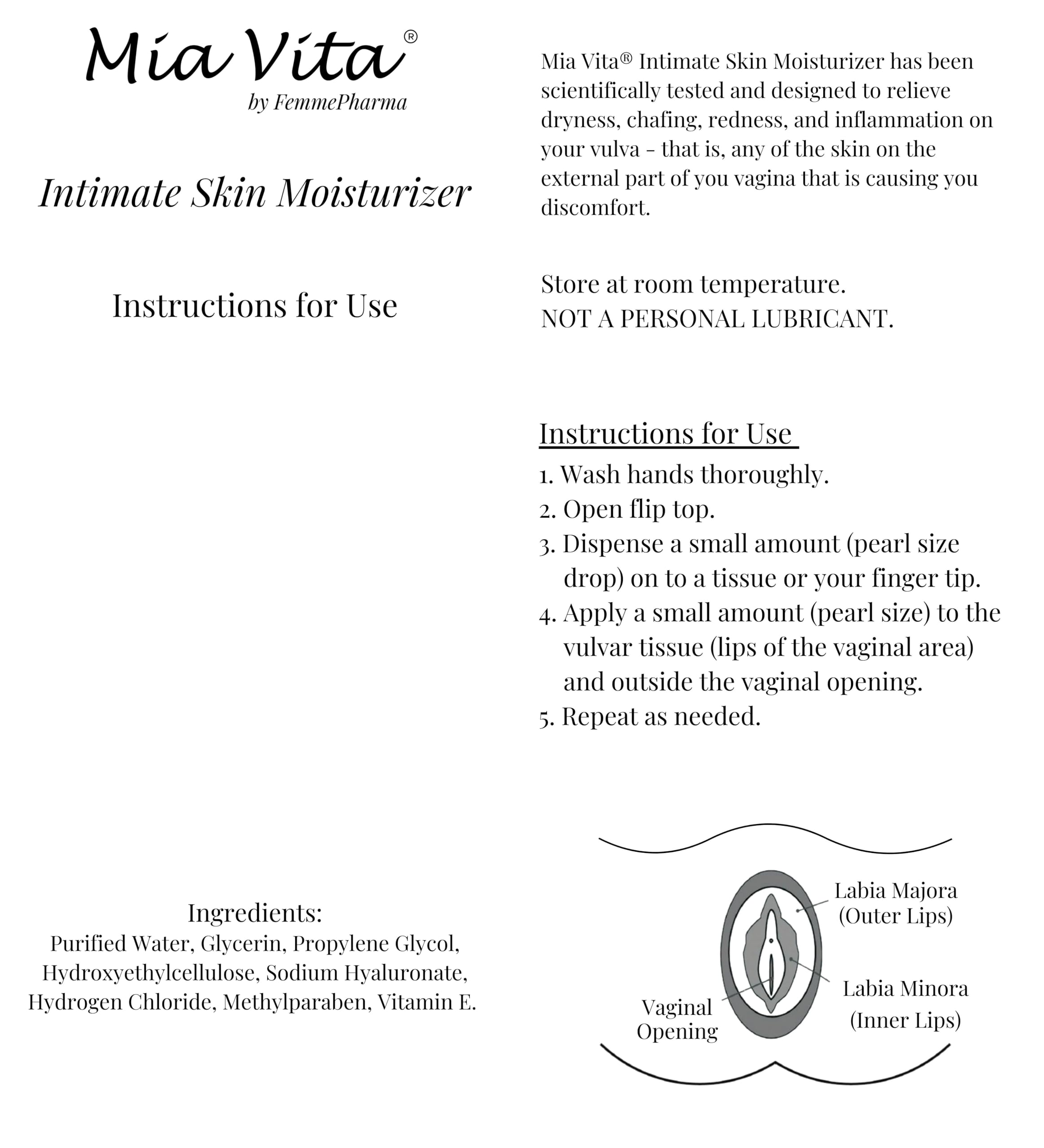 FEMMEPHARMA Mia Vita packaging carried in a purse for discreet care