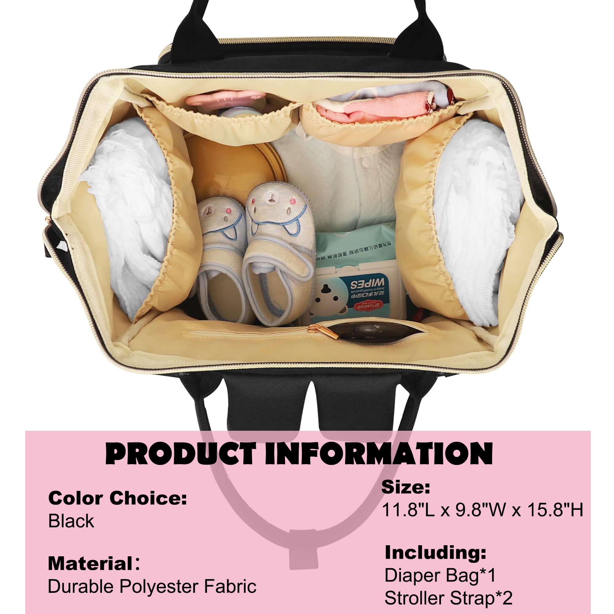 Femuar diaper bag backpack with dry and wet pockets for organized storage