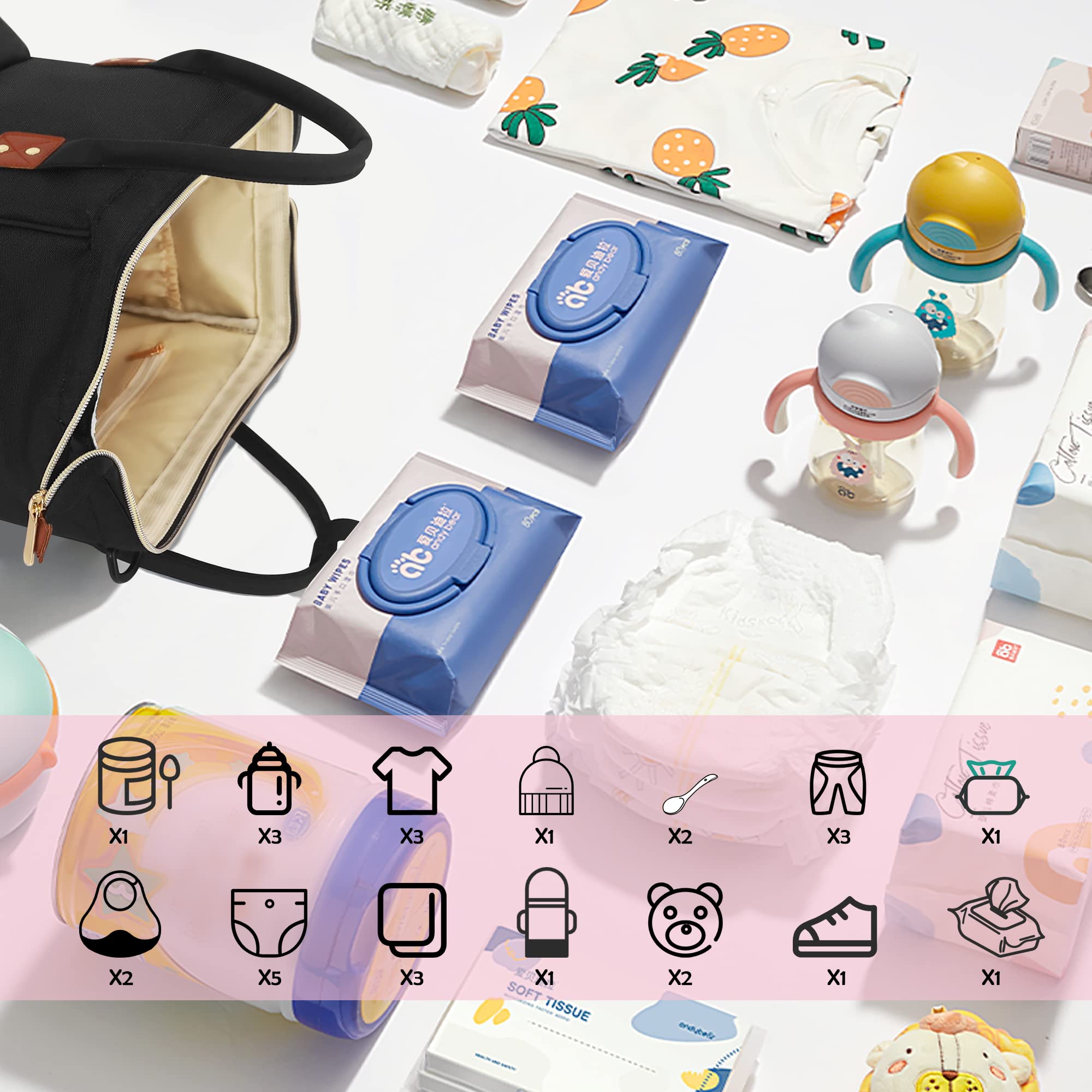 Femuar diaper bag backpack featuring insulated pockets to keep bottles warm