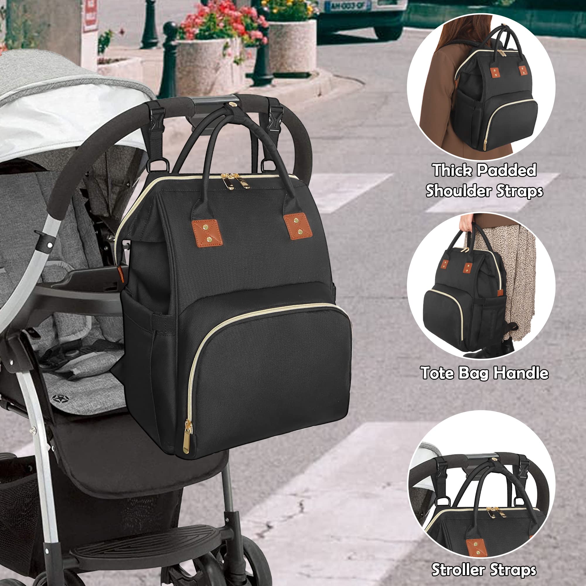 Femuar diaper bag backpack with side pockets for wipes and bottles