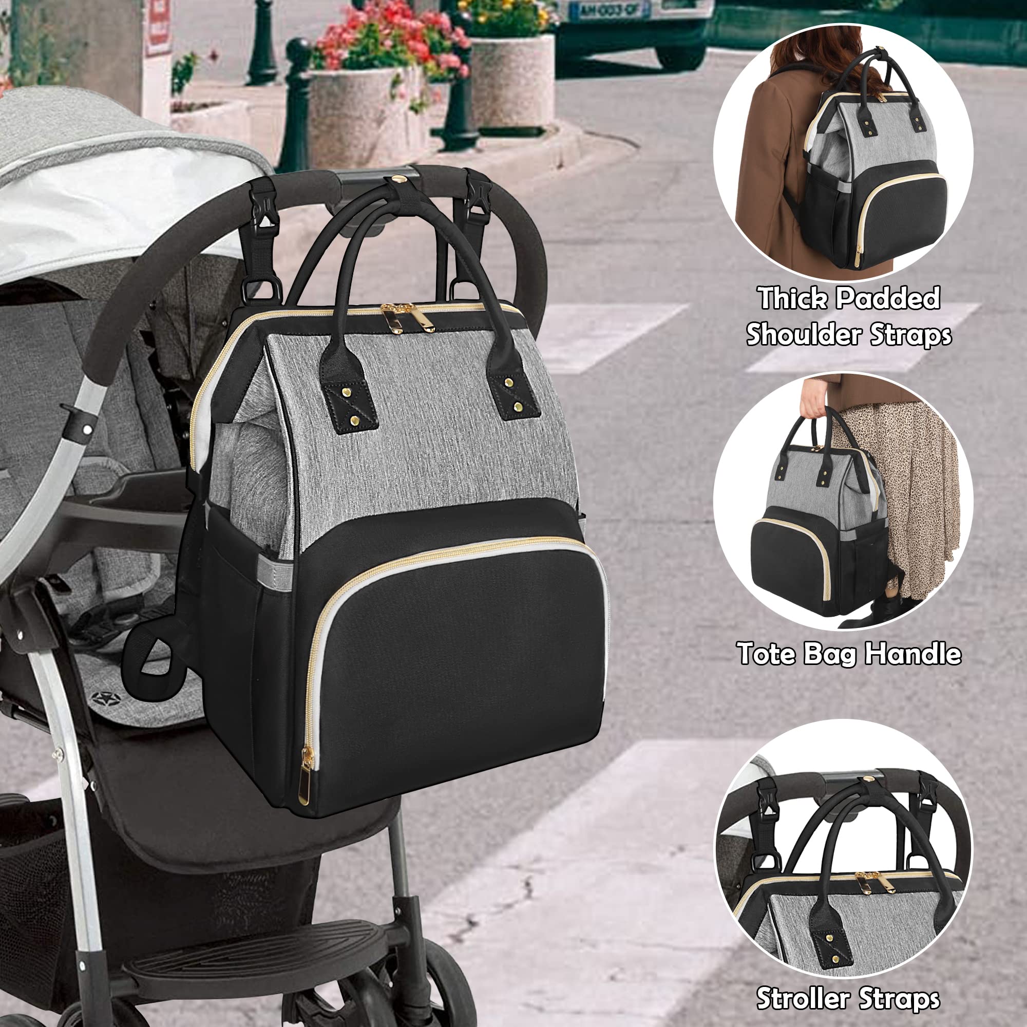 Femuar diaper bag backpack wet/dry separation for clean and damp items.