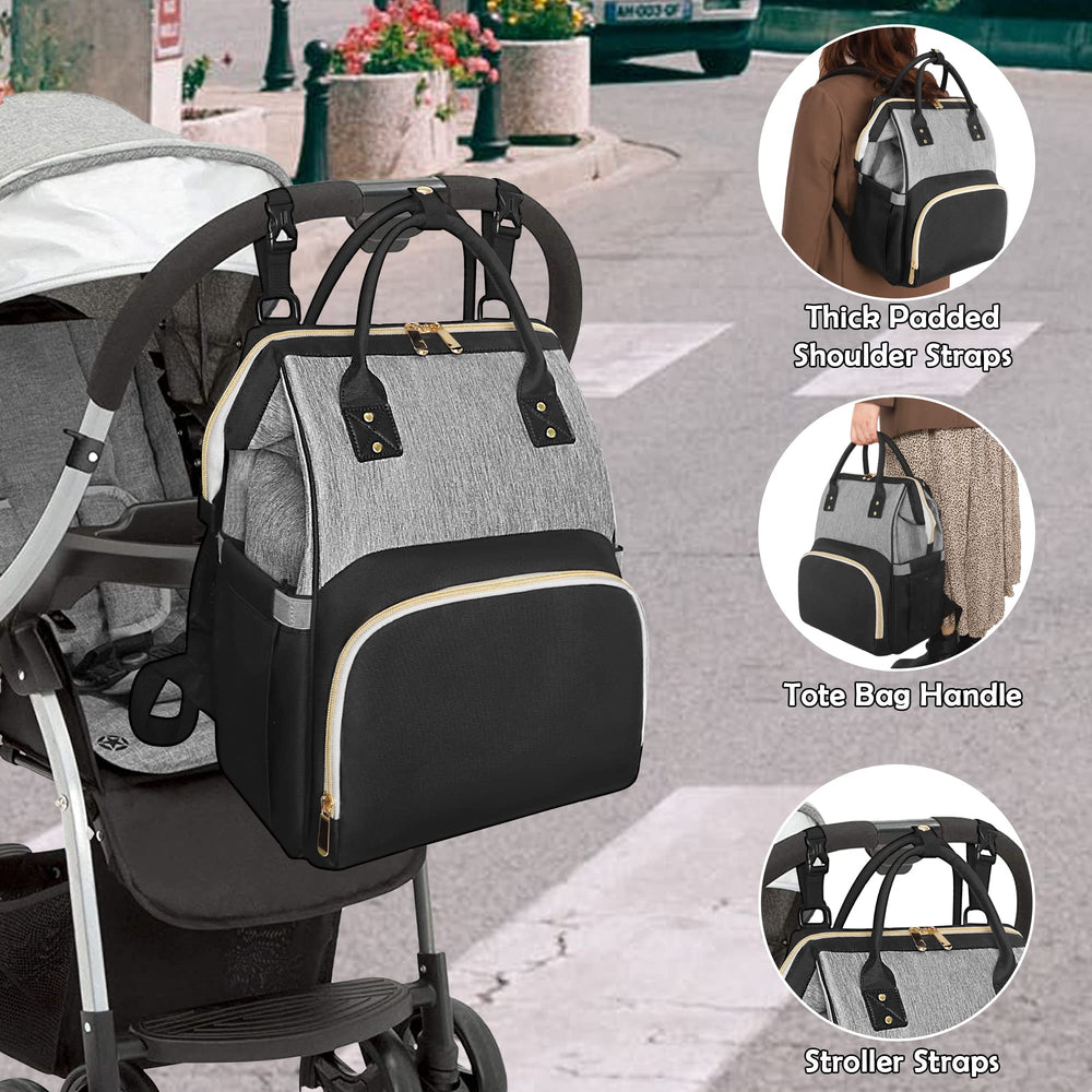 Femuar diaper bag backpack wet/dry separation for clean and damp items.
