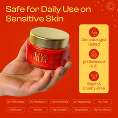 Hands applying Femyth Vulva Balm show a gentle, easy daily ritual.
