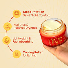 Texture swirl of Femyth Vulva Balm demonstrates rich moisture for daily comfort.
