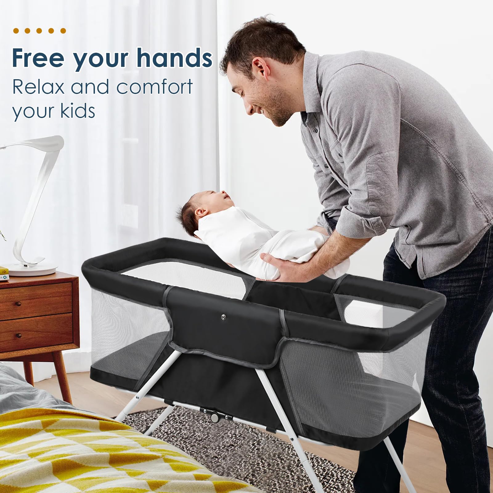 FENGZIZH spacious dimensions give ample room for infant rest and play.