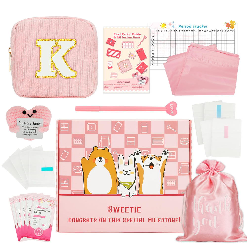 FentaGumy essential first period kit pink bag for tidy tween essentials