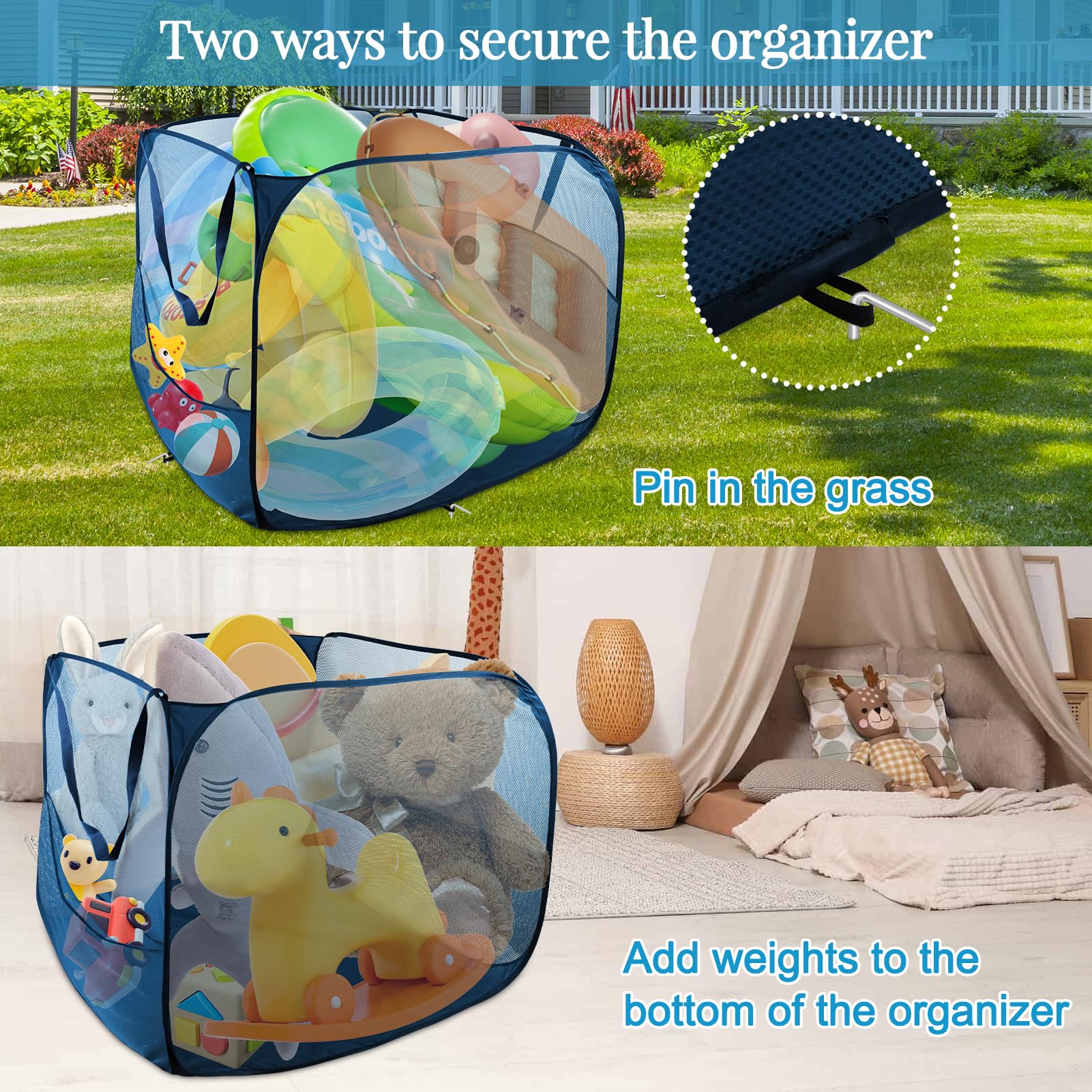 Feoang 525L capacity accommodates many floats and toys.