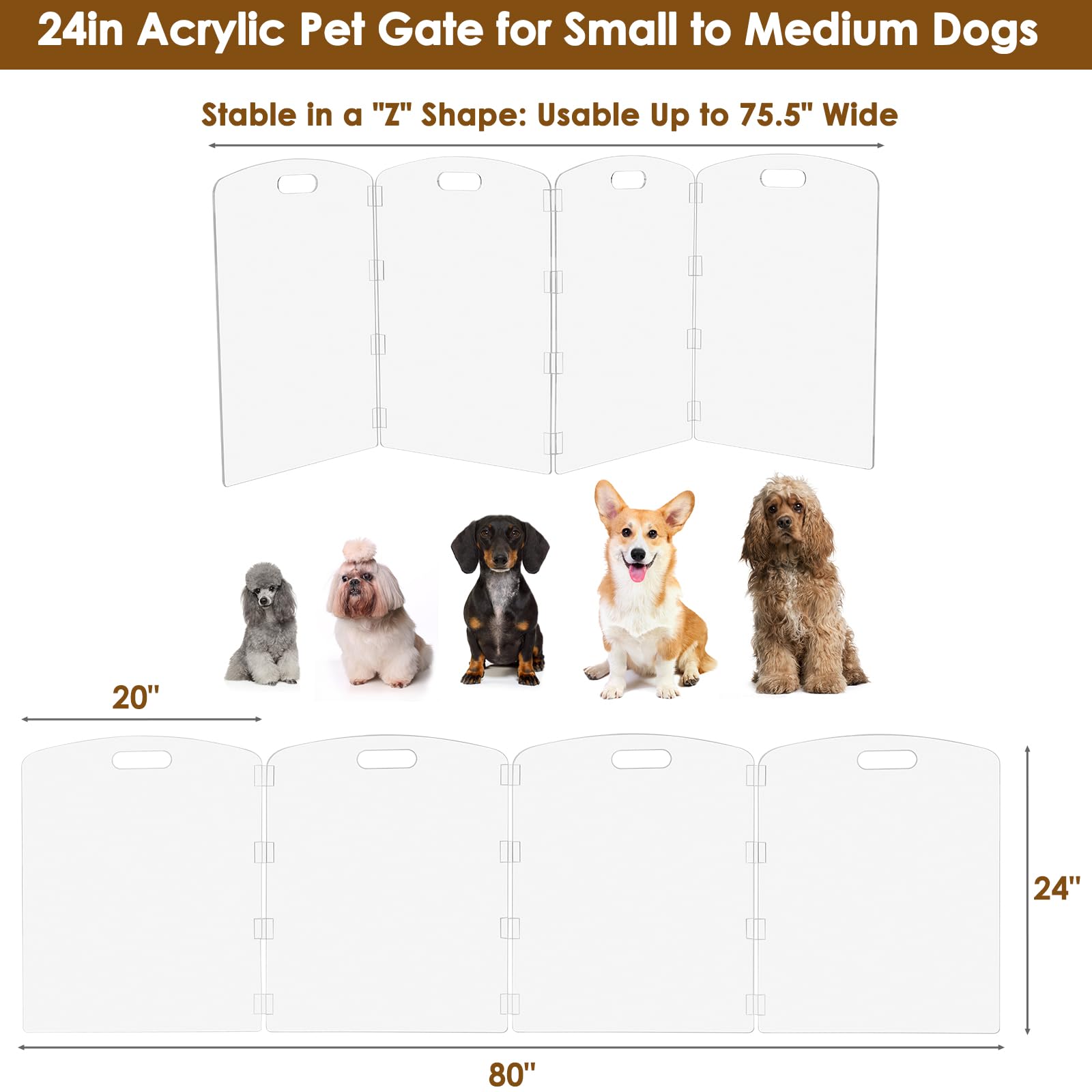 Feoyoho acrylic pet gate protects floors and minimizes scratches.