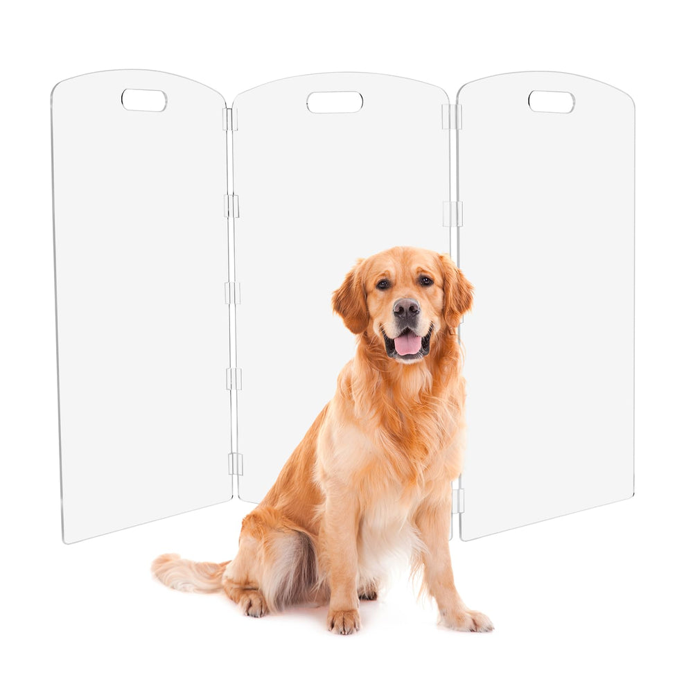 Feoyoho Modern Frame Clear Acrylic Gate front view in doorway showing unobtrusive barrier.