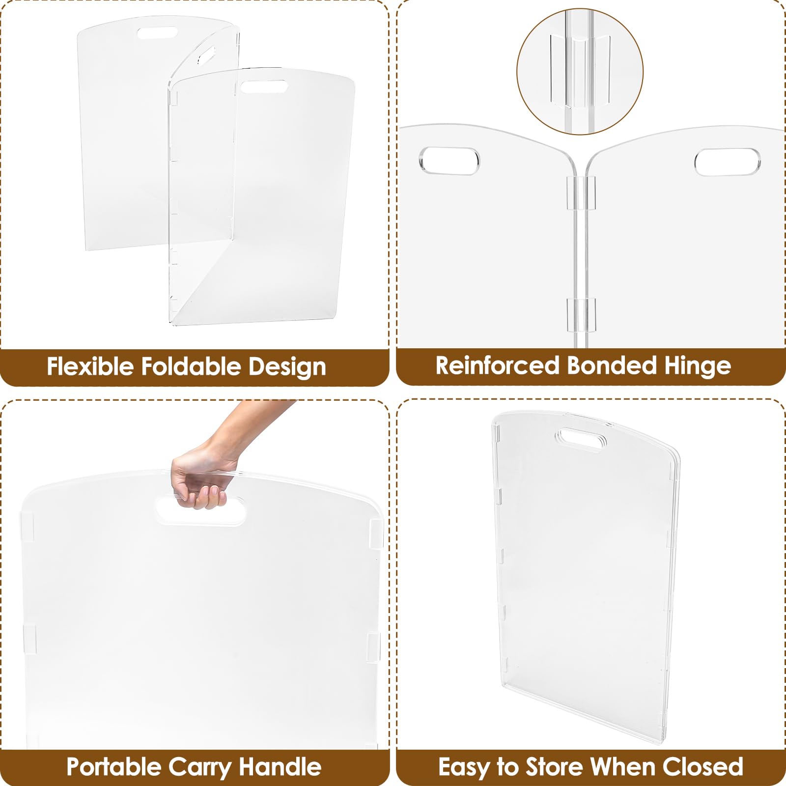 Feoyoho gate panels show scratch-resistant acrylic for long-lasting clarity.
