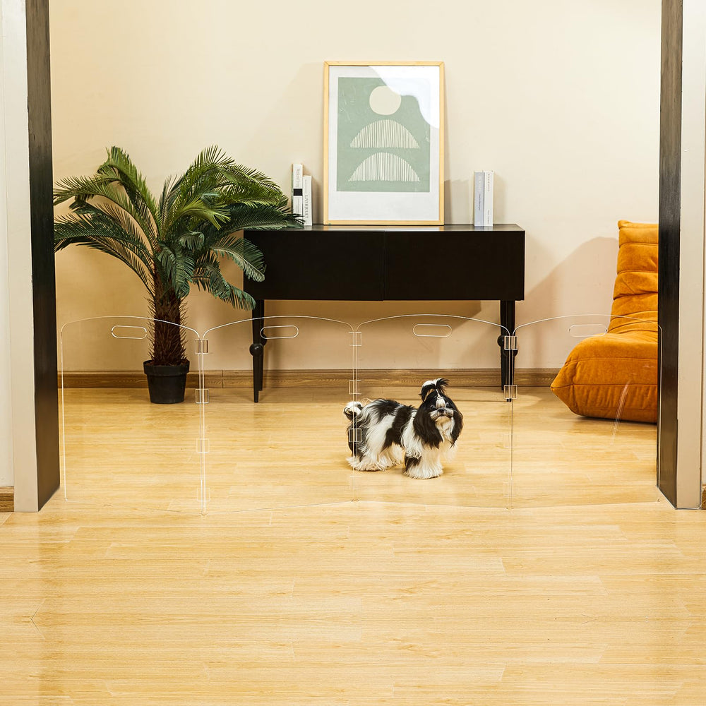Feoyoho transparent gate folds for easy storage and relocation.