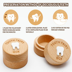 Fepibur Tooth Keepsake Box in natural wood finish for durable storage.