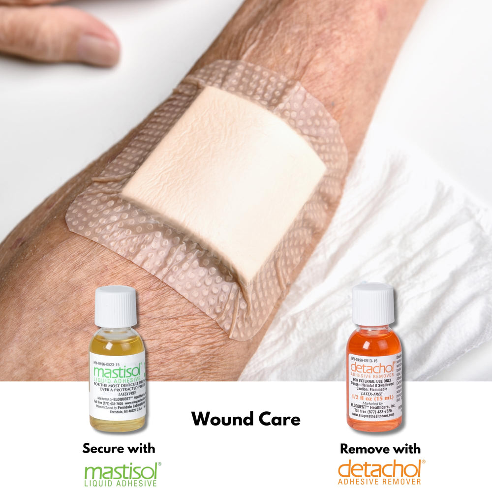 Post-dressing clean skin after using Detachol.
