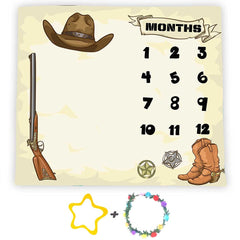 F-FUN SOUL monthly milestone blanket with cowboy design for growth photos.
