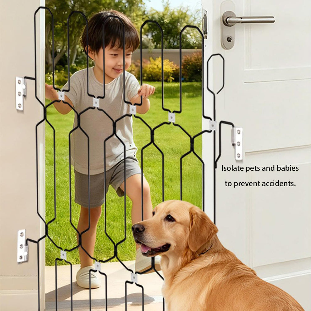 FGGHFT indoor pet barrier gate used to restrict access in a hallway