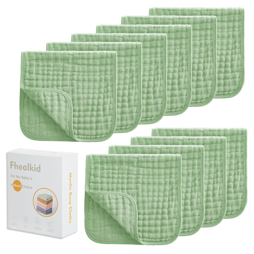 Fhealkid muslin burp cloths 6-layer close-up highlighting softness and durability for newborns