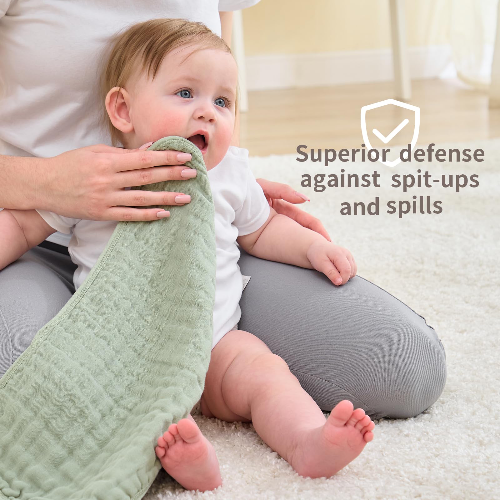 Fhealkid burp cloths in daily use for quick cleanups and machine washing