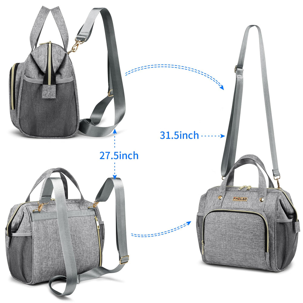 FHELAD small gray diaper bag side pocket ready for bottle access