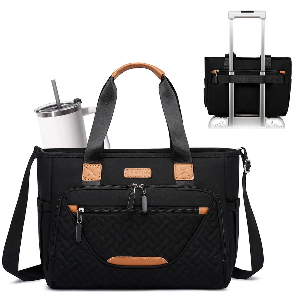 FHELAD Diaper Tote Bag with 14-pocket layout for organized travel.