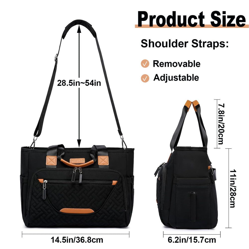 FHELAD tote attached to a stroller and stacked on luggage for travel.