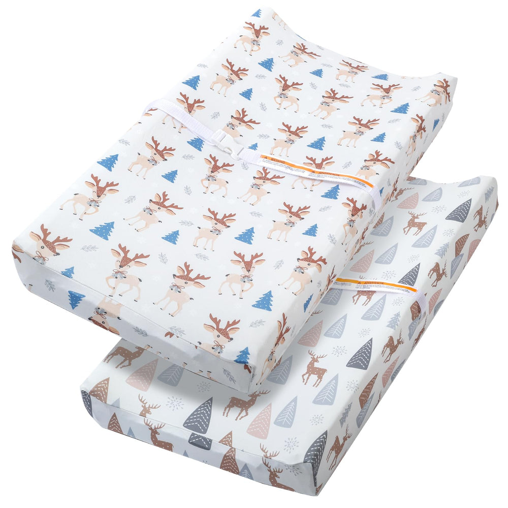 FHMJYH changing table pad cover in Deer Park pattern offers soft comfort for baby.