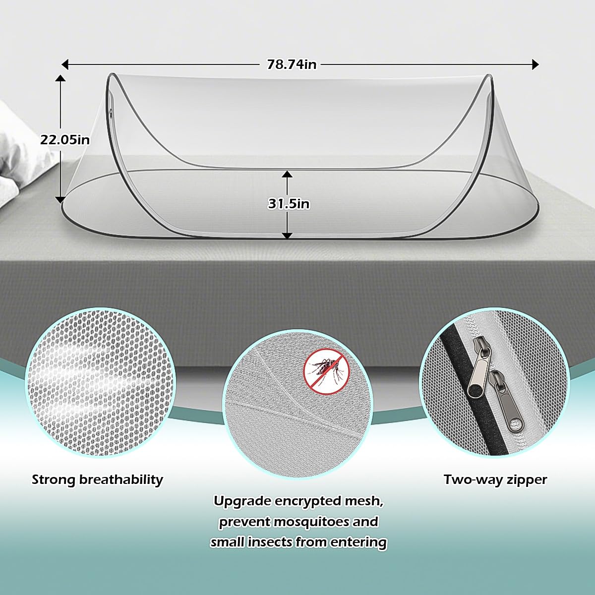 Fhyada foldable portable mosquito net ideal for camping and travel.