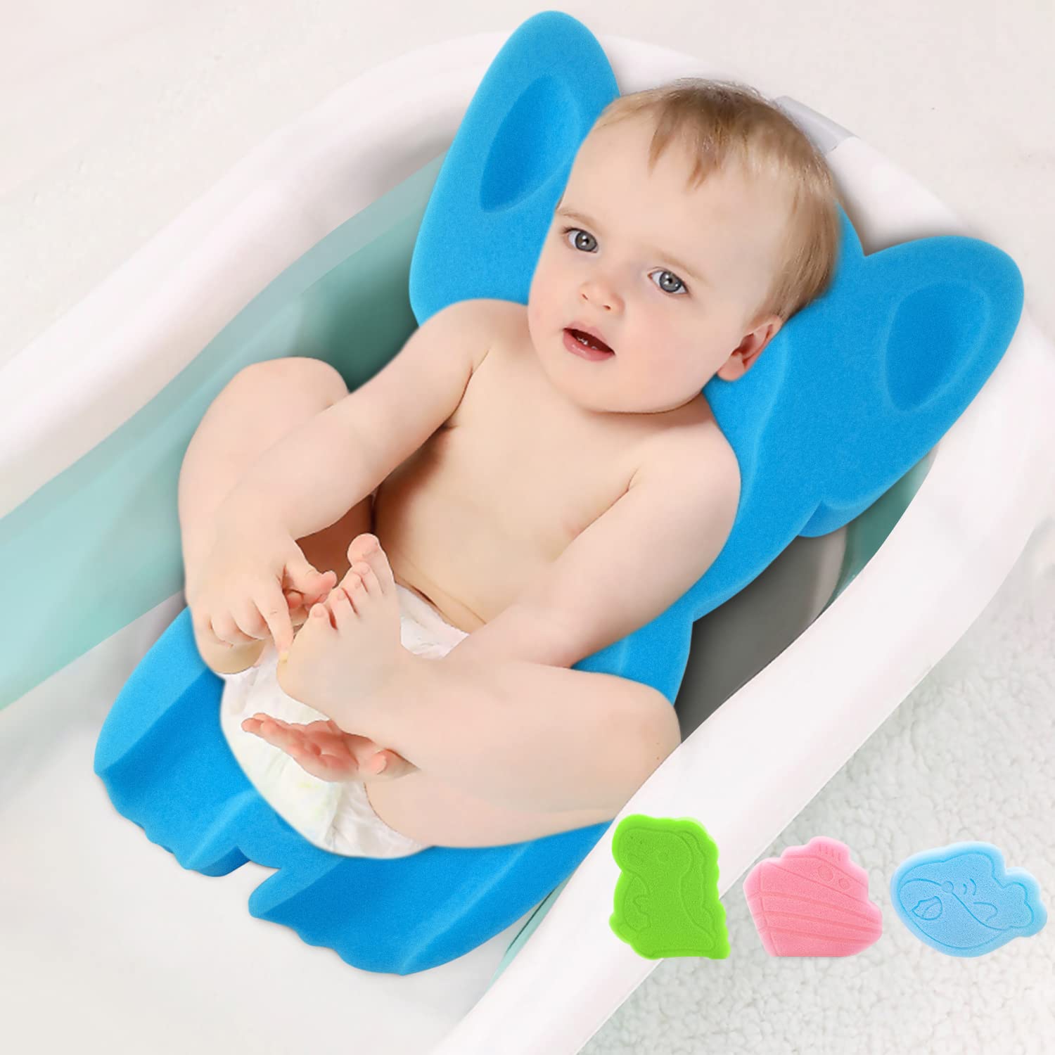 FIABC blue elephant mat with hook for quick drying after bath