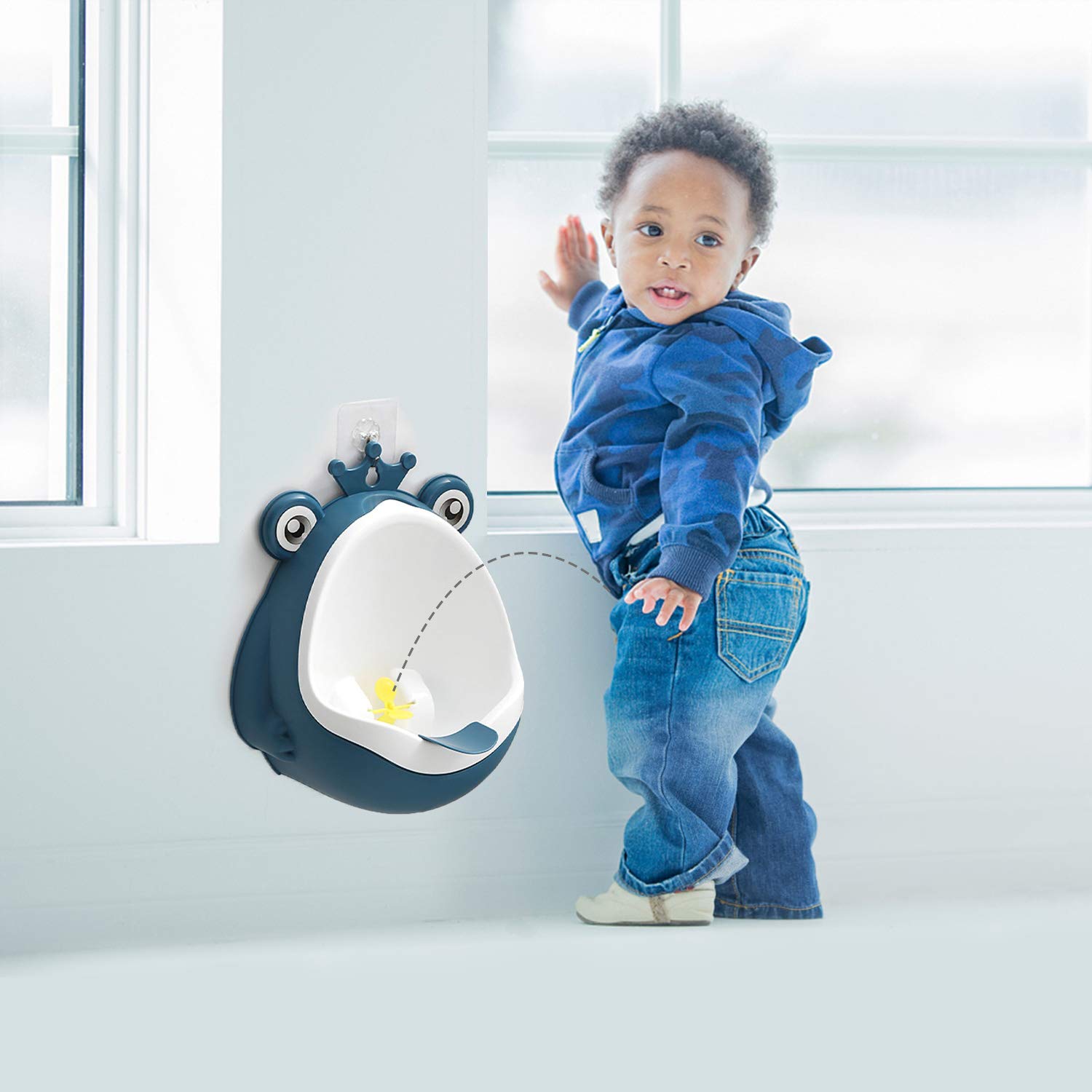FIABC potty training urinal deep blue frog body for stable stand and use