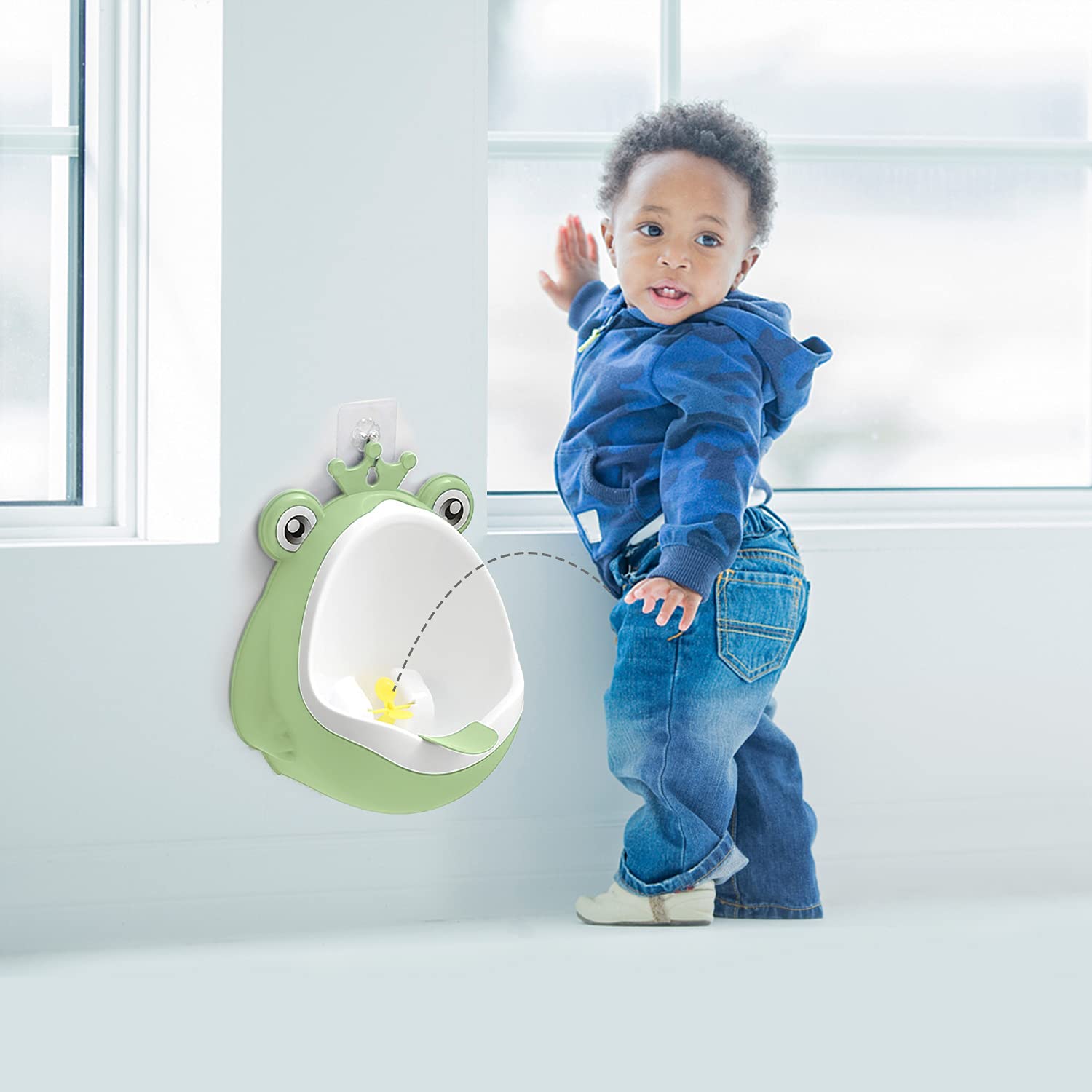 FIABC potty training urinal frog body demonstrates adjustable height for growing children