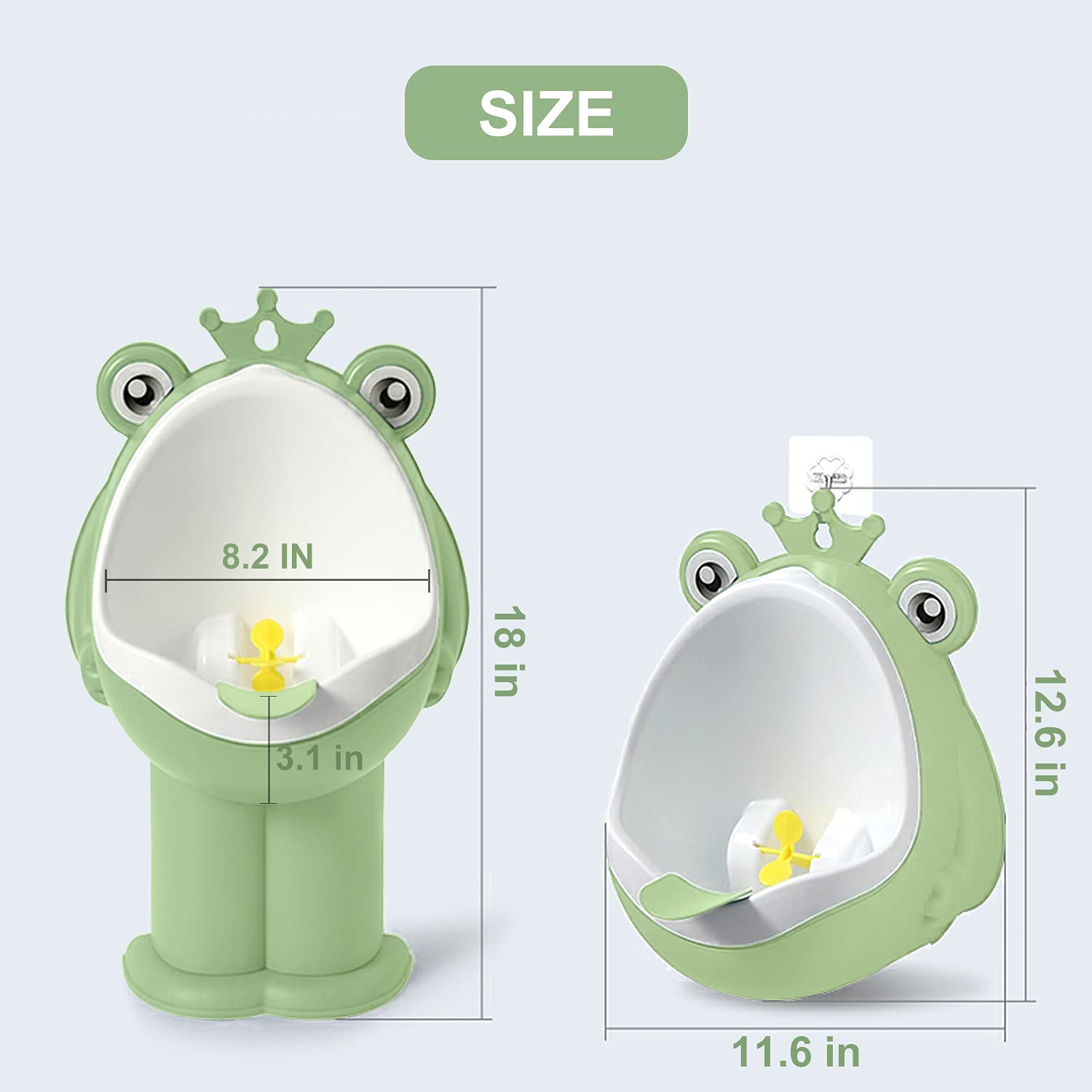 FIABC potty training urinal height adjustment shows three levels for comfortable seating